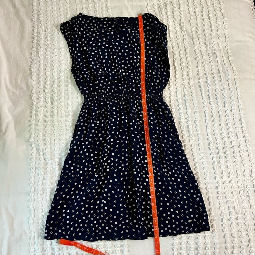 Tommy Hilfiger Women’s Navy Blue & White Geometric Print 100% silk Dress Sz 4 - Picture 11 of 14